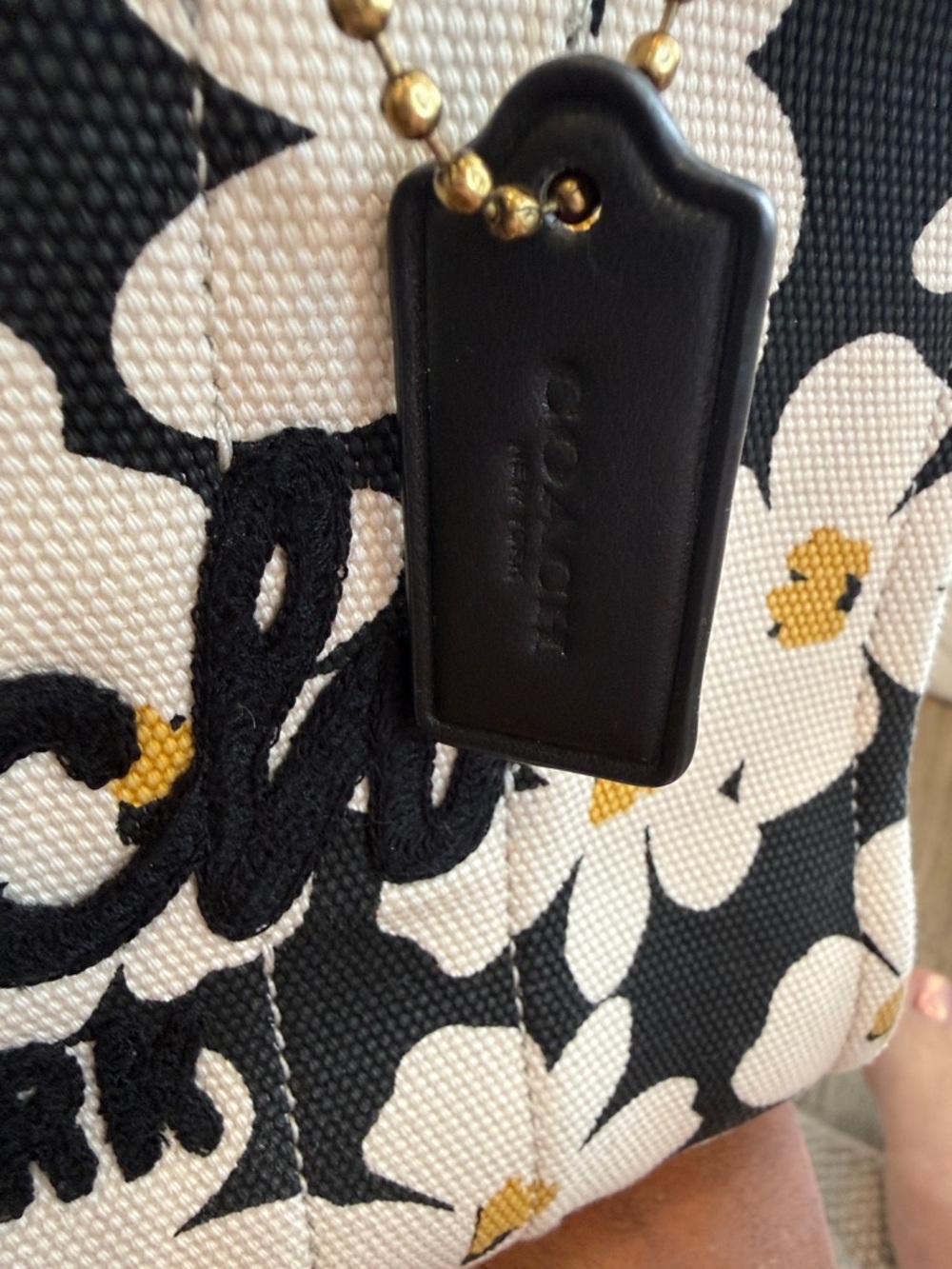 Coach Floral Cargo ToteBlack Floral Canvas Tote 26 with Gold Accents - Picture 8 of 16